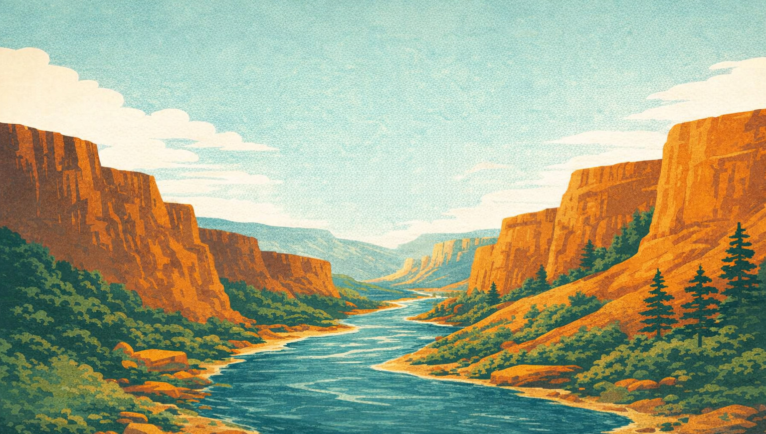 Canyon river illustration